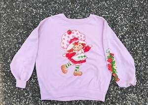 Strawberry Shortcake Lavender Pink Oversized Crewneck Sweatshirt S